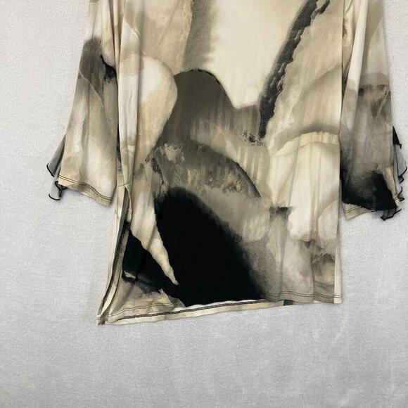 Clara Sun Woo Asymmetrical Ruffle Tunic Top Womens Small Stretch Abstract Shirt - Picture 12 of 12